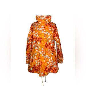Gudrun Sjödén orange printed windbreaker parka coat jacket Cotton